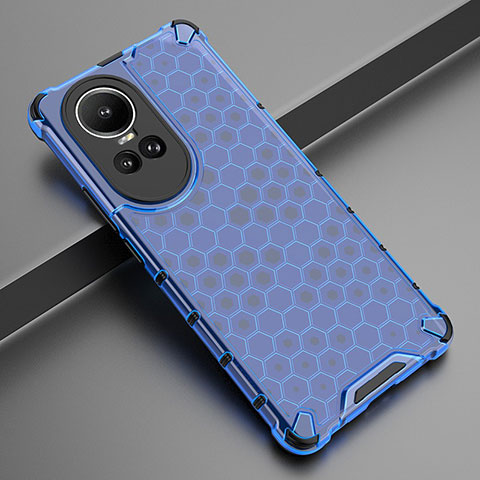 Coque Rebord Contour Silicone et Vitre Transparente Housse Etui 360 Degres AM2 pour Oppo Reno10 Pro 5G Bleu