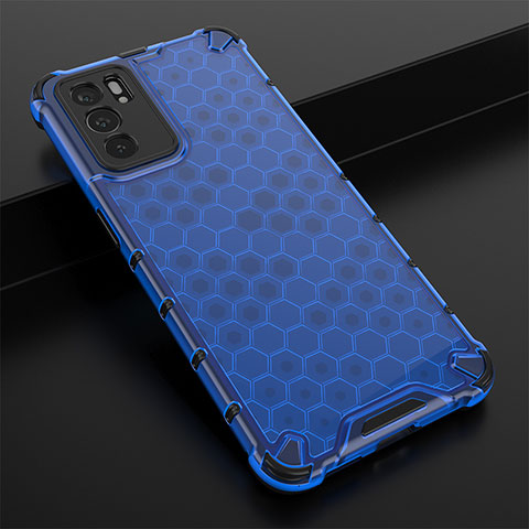 Coque Rebord Contour Silicone et Vitre Transparente Housse Etui 360 Degres AM2 pour Oppo Reno6 5G Bleu