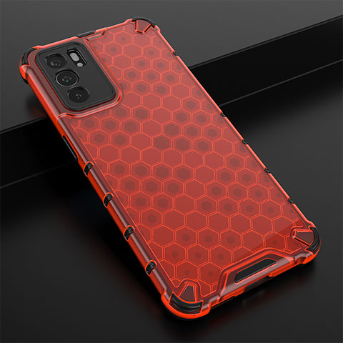 Coque Rebord Contour Silicone et Vitre Transparente Housse Etui 360 Degres AM2 pour Oppo Reno6 5G Rouge