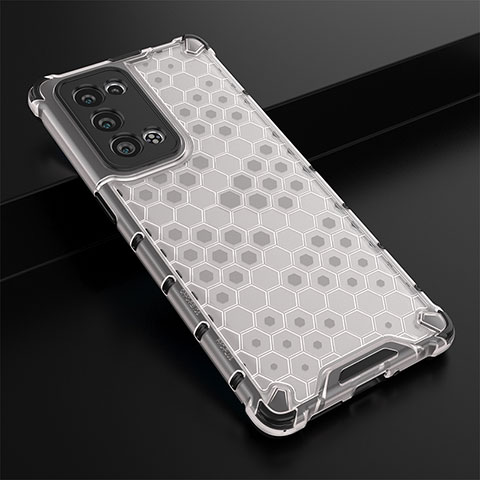 Coque Rebord Contour Silicone et Vitre Transparente Housse Etui 360 Degres AM2 pour Oppo Reno6 Pro 5G Blanc