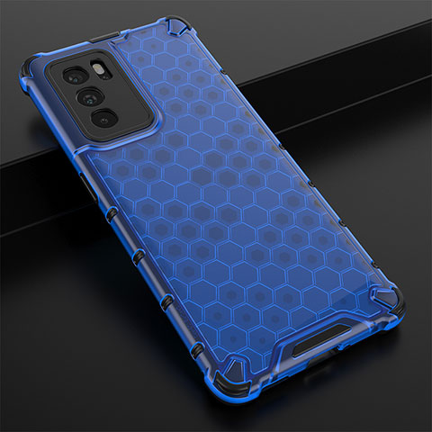 Coque Rebord Contour Silicone et Vitre Transparente Housse Etui 360 Degres AM2 pour Oppo Reno6 Pro 5G India Bleu