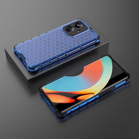 Coque Rebord Contour Silicone et Vitre Transparente Housse Etui 360 Degres AM2 pour Realme 10 Pro+ Plus 5G Bleu