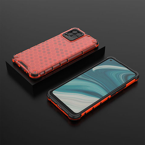 Coque Rebord Contour Silicone et Vitre Transparente Housse Etui 360 Degres AM2 pour Realme 8 Pro Rouge