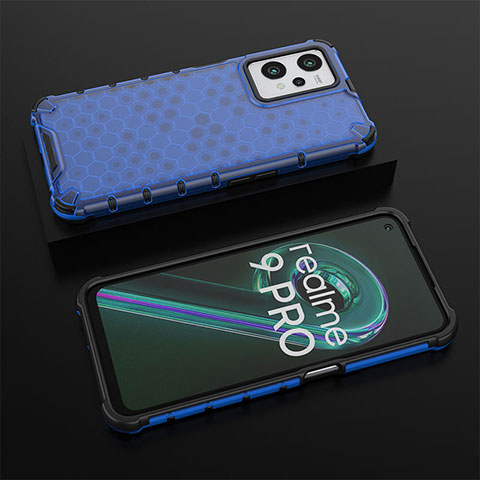 Coque Rebord Contour Silicone et Vitre Transparente Housse Etui 360 Degres AM2 pour Realme 9 Pro 5G Bleu