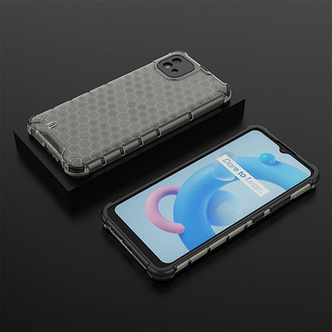 Coque Rebord Contour Silicone et Vitre Transparente Housse Etui 360 Degres AM2 pour Realme C20A Noir