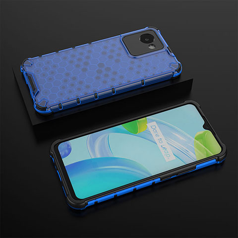 Coque Rebord Contour Silicone et Vitre Transparente Housse Etui 360 Degres AM2 pour Realme C30 Bleu