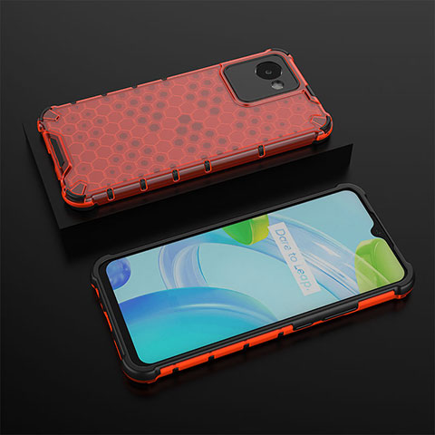 Coque Rebord Contour Silicone et Vitre Transparente Housse Etui 360 Degres AM2 pour Realme C30 Rouge