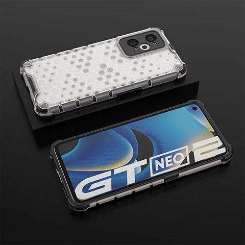 Coque Rebord Contour Silicone et Vitre Transparente Housse Etui 360 Degres AM2 pour Realme GT Neo2 5G Blanc