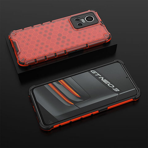 Coque Rebord Contour Silicone et Vitre Transparente Housse Etui 360 Degres AM2 pour Realme GT Neo3 5G Rouge