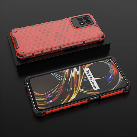 Coque Rebord Contour Silicone et Vitre Transparente Housse Etui 360 Degres AM2 pour Realme Narzo 50 4G Rouge