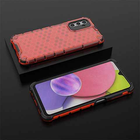 Coque Rebord Contour Silicone et Vitre Transparente Housse Etui 360 Degres AM2 pour Samsung Galaxy A04s Rouge