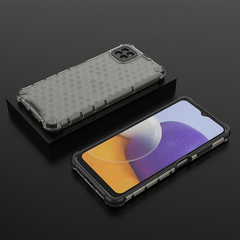 Coque Rebord Contour Silicone et Vitre Transparente Housse Etui 360 Degres AM2 pour Samsung Galaxy A22 5G Noir