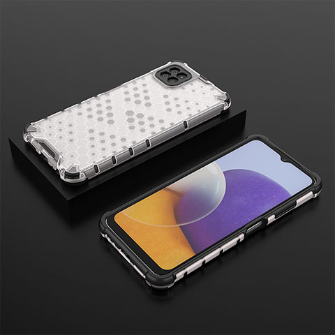 Coque Rebord Contour Silicone et Vitre Transparente Housse Etui 360 Degres AM2 pour Samsung Galaxy A22s 5G Blanc
