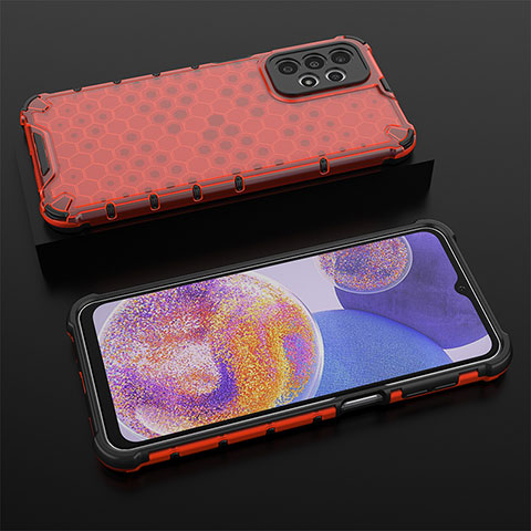 Coque Rebord Contour Silicone et Vitre Transparente Housse Etui 360 Degres AM2 pour Samsung Galaxy A23 4G Rouge