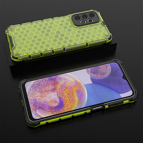 Coque Rebord Contour Silicone et Vitre Transparente Housse Etui 360 Degres AM2 pour Samsung Galaxy A23 4G Vert