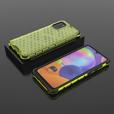 Coque Rebord Contour Silicone et Vitre Transparente Housse Etui 360 Degres AM2 pour Samsung Galaxy A31 Vert