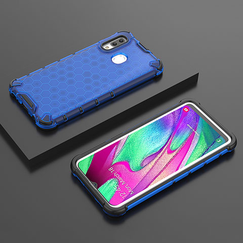 Coque Rebord Contour Silicone et Vitre Transparente Housse Etui 360 Degres AM2 pour Samsung Galaxy A40 Bleu