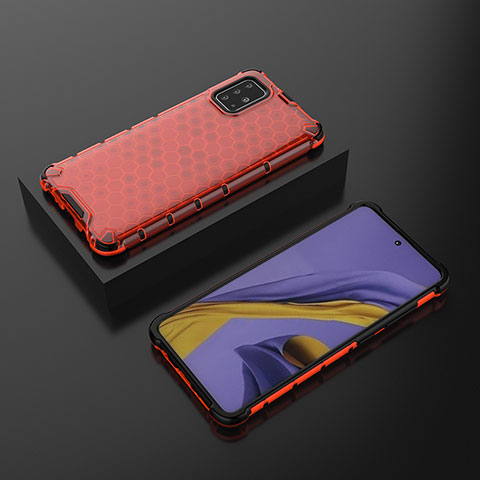 Coque Rebord Contour Silicone et Vitre Transparente Housse Etui 360 Degres AM2 pour Samsung Galaxy A51 5G Rouge