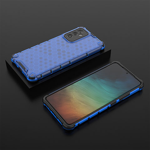 Coque Rebord Contour Silicone et Vitre Transparente Housse Etui 360 Degres AM2 pour Samsung Galaxy A82 5G Bleu