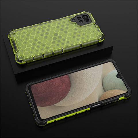 Coque Rebord Contour Silicone et Vitre Transparente Housse Etui 360 Degres AM2 pour Samsung Galaxy F12 Vert