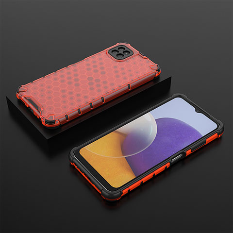 Coque Rebord Contour Silicone et Vitre Transparente Housse Etui 360 Degres AM2 pour Samsung Galaxy F42 5G Rouge