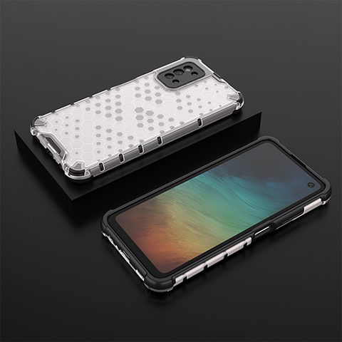 Coque Rebord Contour Silicone et Vitre Transparente Housse Etui 360 Degres AM2 pour Samsung Galaxy F52 5G Blanc