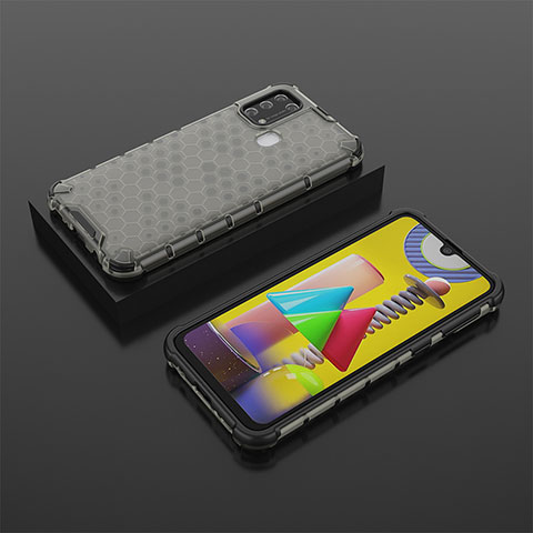 Coque Rebord Contour Silicone et Vitre Transparente Housse Etui 360 Degres AM2 pour Samsung Galaxy M31 Prime Edition Noir