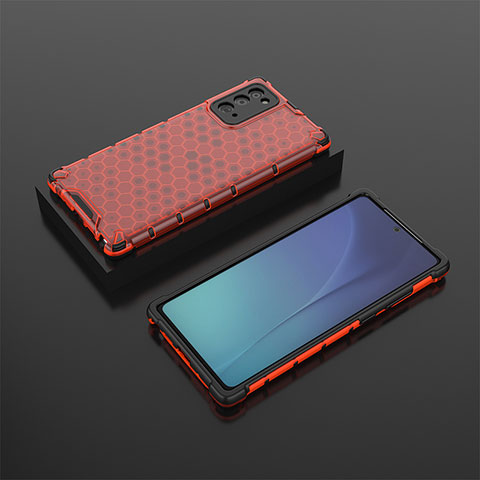 Coque Rebord Contour Silicone et Vitre Transparente Housse Etui 360 Degres AM2 pour Samsung Galaxy Note 20 5G Rouge