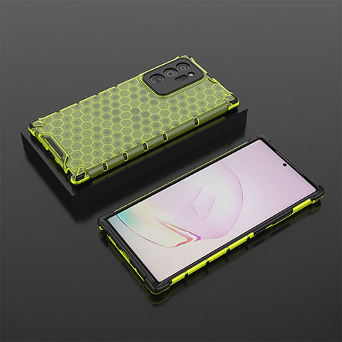 Coque Rebord Contour Silicone et Vitre Transparente Housse Etui 360 Degres AM2 pour Samsung Galaxy Note 20 Ultra 5G Vert