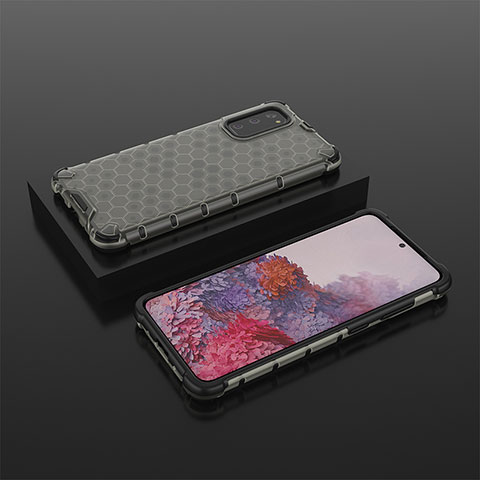 Coque Rebord Contour Silicone et Vitre Transparente Housse Etui 360 Degres AM2 pour Samsung Galaxy S20 5G Noir