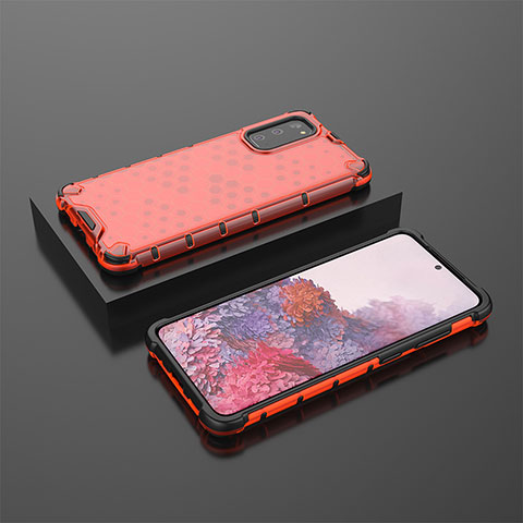 Coque Rebord Contour Silicone et Vitre Transparente Housse Etui 360 Degres AM2 pour Samsung Galaxy S20 5G Rouge