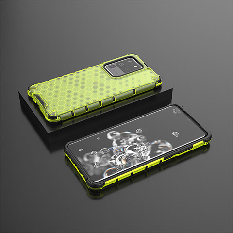 Coque Rebord Contour Silicone et Vitre Transparente Housse Etui 360 Degres AM2 pour Samsung Galaxy S20 Ultra 5G Vert