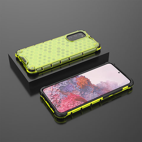 Coque Rebord Contour Silicone et Vitre Transparente Housse Etui 360 Degres AM2 pour Samsung Galaxy S20 Vert