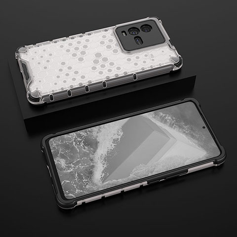 Coque Rebord Contour Silicone et Vitre Transparente Housse Etui 360 Degres AM2 pour Vivo iQOO 10 5G Blanc