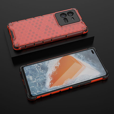 Coque Rebord Contour Silicone et Vitre Transparente Housse Etui 360 Degres AM2 pour Vivo iQOO 10 Pro 5G Rouge