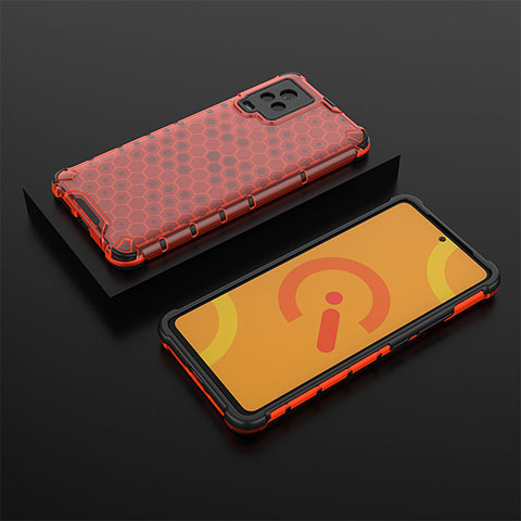 Coque Rebord Contour Silicone et Vitre Transparente Housse Etui 360 Degres AM2 pour Vivo iQOO 7 5G Rouge