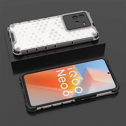 Coque Rebord Contour Silicone et Vitre Transparente Housse Etui 360 Degres AM2 pour Vivo iQOO Neo6 5G Blanc