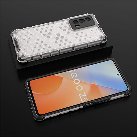 Coque Rebord Contour Silicone et Vitre Transparente Housse Etui 360 Degres AM2 pour Vivo iQOO Z5 5G Blanc