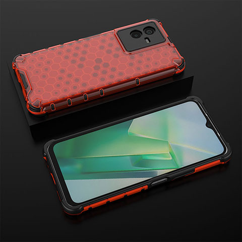 Coque Rebord Contour Silicone et Vitre Transparente Housse Etui 360 Degres AM2 pour Vivo iQOO Z6x Rouge