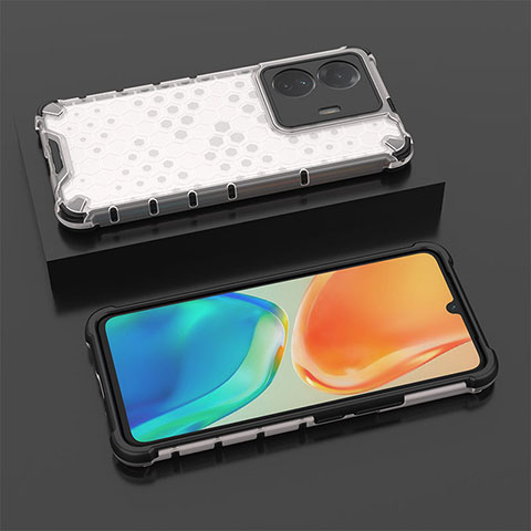 Coque Rebord Contour Silicone et Vitre Transparente Housse Etui 360 Degres AM2 pour Vivo T1 Pro 5G Blanc