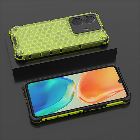 Coque Rebord Contour Silicone et Vitre Transparente Housse Etui 360 Degres AM2 pour Vivo T1 Pro 5G Vert