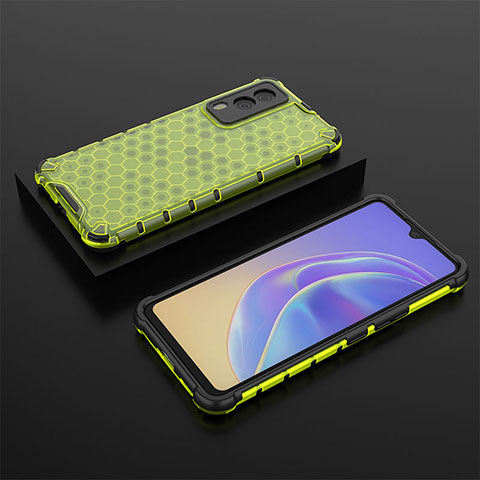 Coque Rebord Contour Silicone et Vitre Transparente Housse Etui 360 Degres AM2 pour Vivo V21e 5G Vert