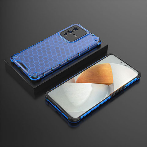 Coque Rebord Contour Silicone et Vitre Transparente Housse Etui 360 Degres AM2 pour Vivo V23 Pro 5G Bleu