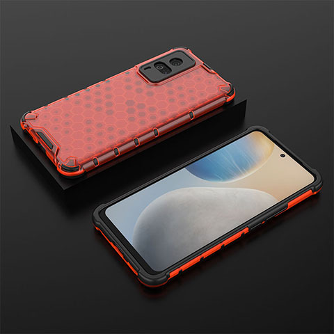 Coque Rebord Contour Silicone et Vitre Transparente Housse Etui 360 Degres AM2 pour Vivo X60 Pro 5G Rouge