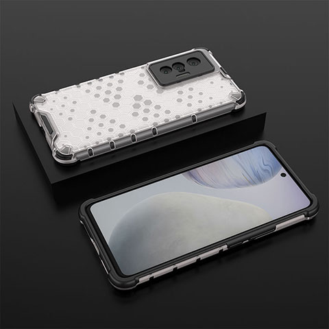 Coque Rebord Contour Silicone et Vitre Transparente Housse Etui 360 Degres AM2 pour Vivo X70 5G Blanc