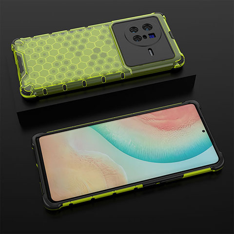 Coque Rebord Contour Silicone et Vitre Transparente Housse Etui 360 Degres AM2 pour Vivo X80 5G Vert