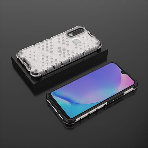 Coque Rebord Contour Silicone et Vitre Transparente Housse Etui 360 Degres AM2 pour Vivo Y12 Blanc