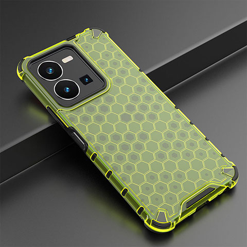 Coque Rebord Contour Silicone et Vitre Transparente Housse Etui 360 Degres AM2 pour Vivo Y35 4G Vert