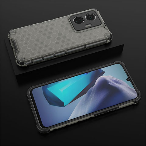 Coque Rebord Contour Silicone et Vitre Transparente Housse Etui 360 Degres AM2 pour Vivo Y55 4G Noir