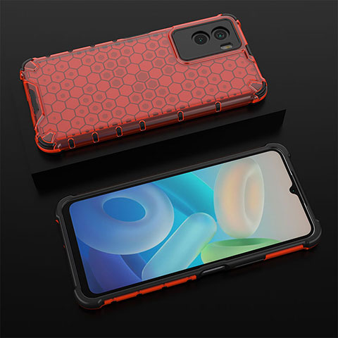 Coque Rebord Contour Silicone et Vitre Transparente Housse Etui 360 Degres AM2 pour Vivo Y55s (2021) Rouge